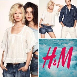 H&M DIVIDED ☮️ Boho Festival Peasant Top